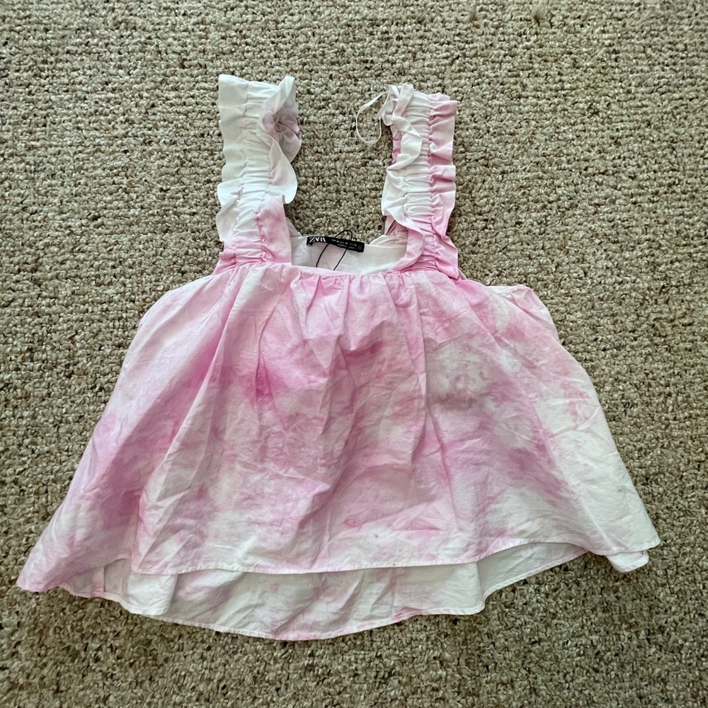 Zara Tie Dye Poplin Top